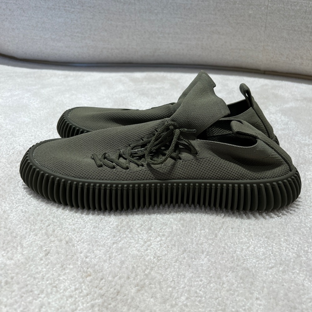 Bottega Veneta Ripple Tech Knit Lace Up Sneakers Olive Size 44 (US 10-10.5)